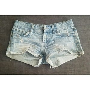Distressed Blue Jean Shorts